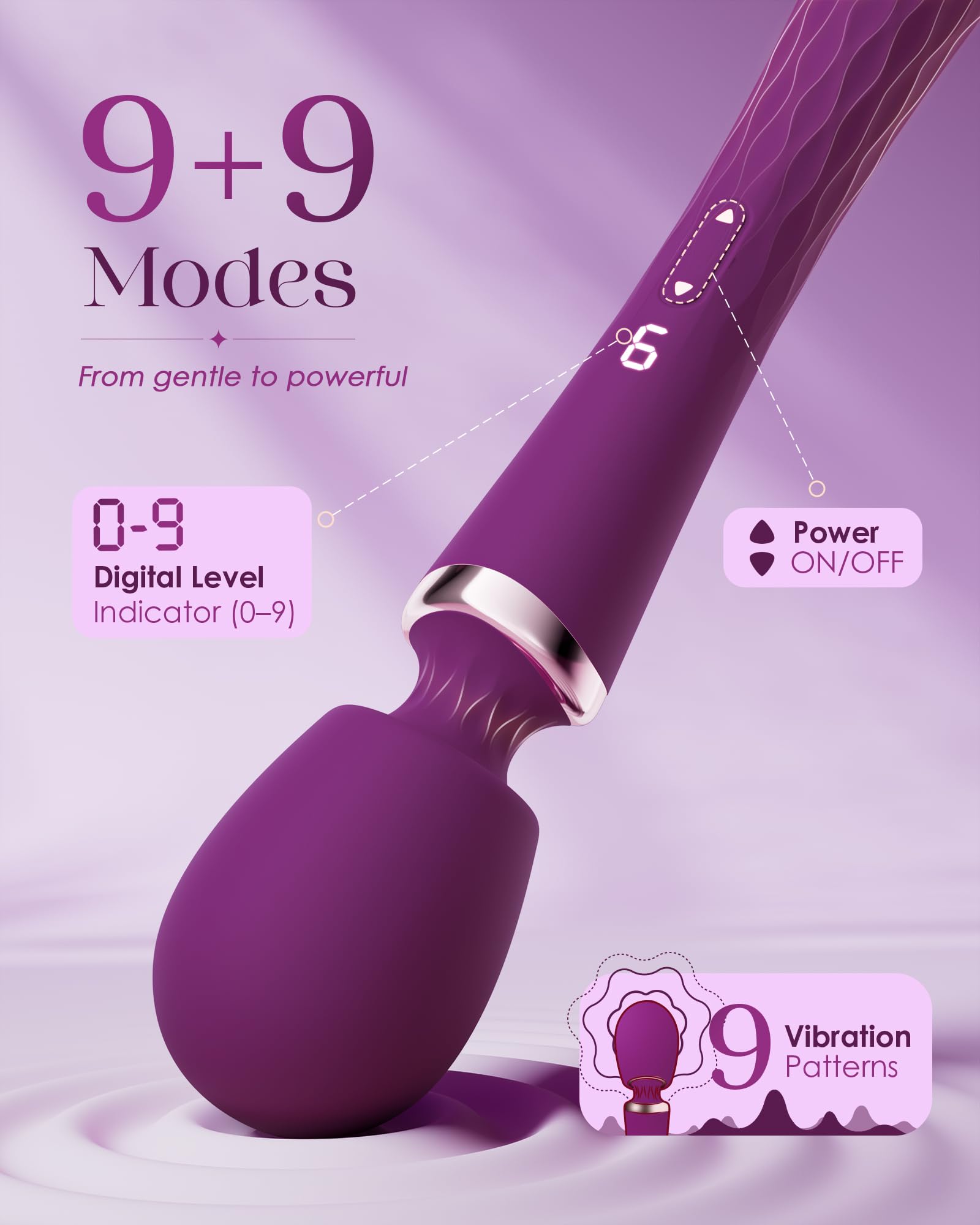 MOOLIGIRL Vibrator Wand Dual-Ended Dildo, APP Controlled Women Sex Toys with 9 + 9 Vibration Modes, Powerful and Quiet, IPX7 Waterproof Rechargeable G Spot Vibrators for Solo & Couple Play