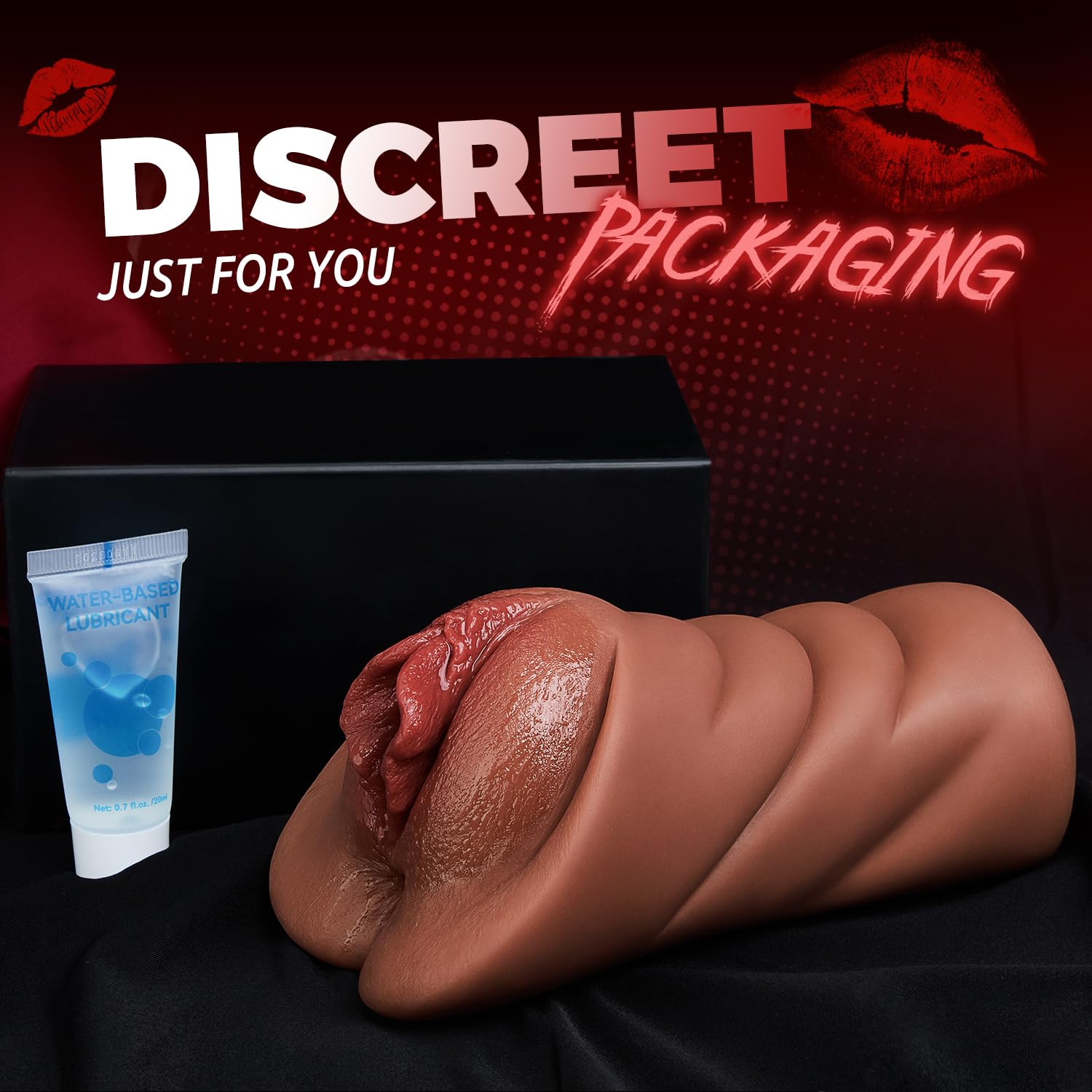 Realistic Pocket Pussy Male Masturbator, Thick Labia Pussy Masturbators Sex Toy with 5D Deep Vagina and Tight Anus, Lifelike Blowjob Male Stroker Adult Sex Toys for Men Masturbation (Brown)