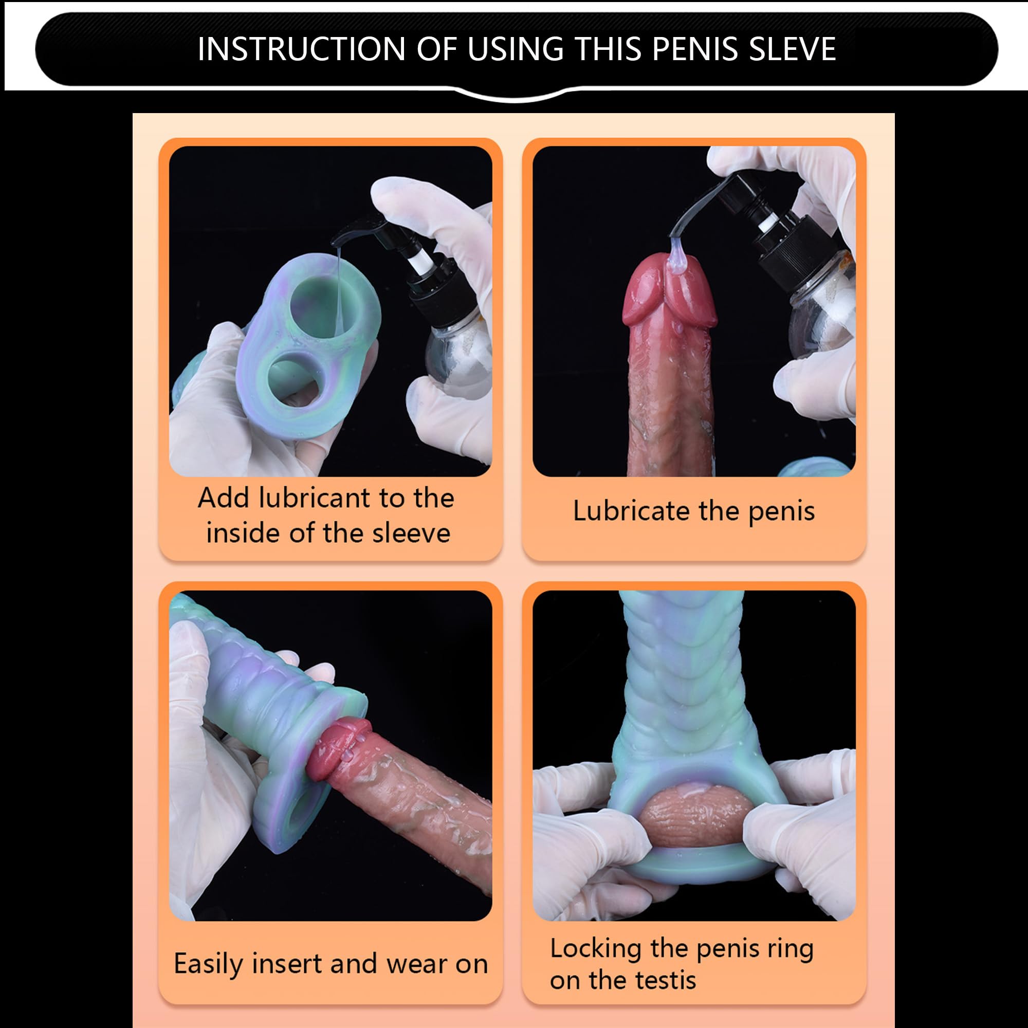 Dragon Penis Sleeve Enlargers Sex Toy for Men, Luminous Silicone Dildo Sleeve Male Penis Girth Extender with Cock Ring, Reusable Penis Enlargement Male Adult Sex Toys for Couples Play