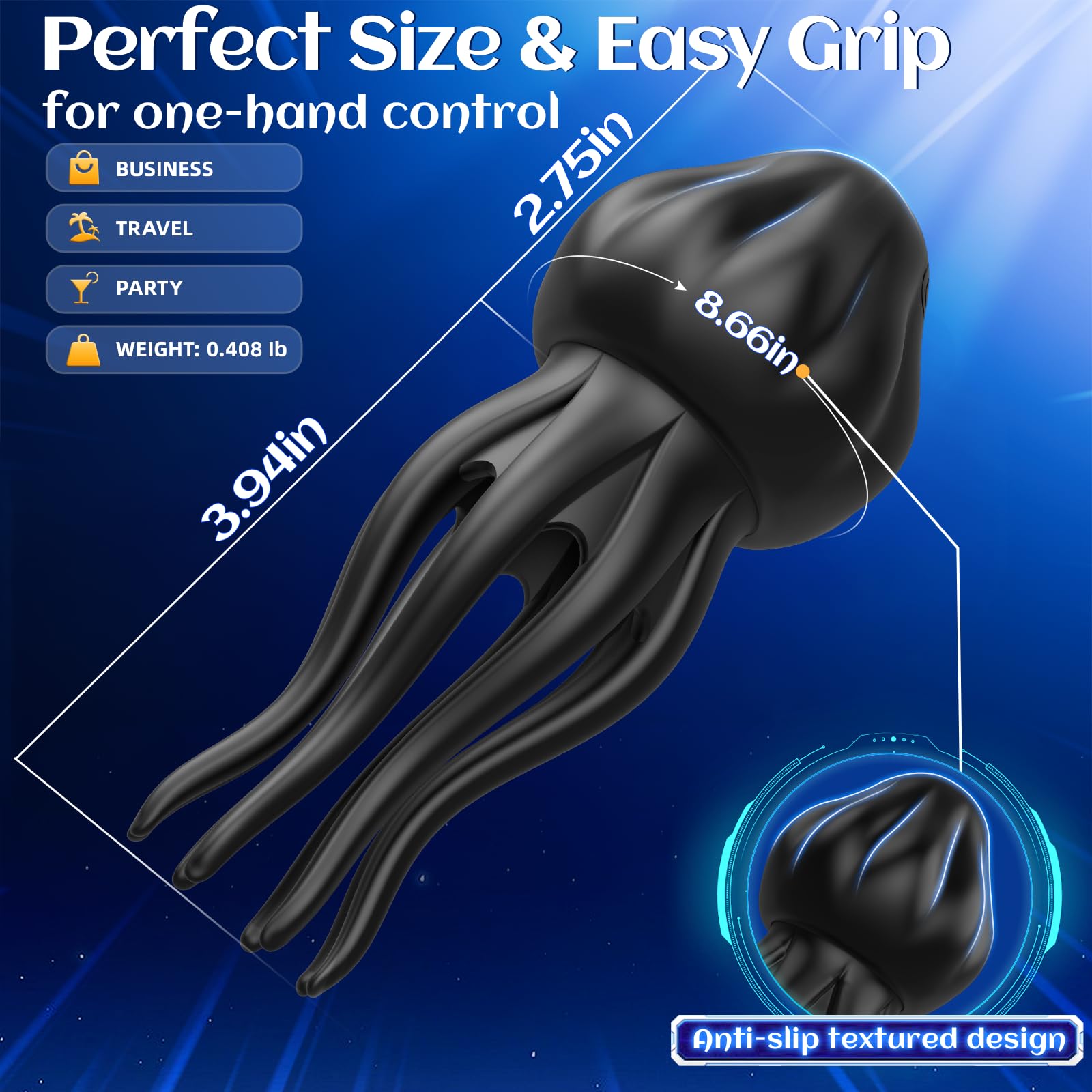 EINSEO Sex Toys for Men Penis Vibrator - Upgraded Larger Male Masturbator Sex Toy with 10 Powerful Vibrating for Clit Nipple Stimulation, 8-Tentacle Full Wrapping Adult Mens Sex Toys for Gay Female