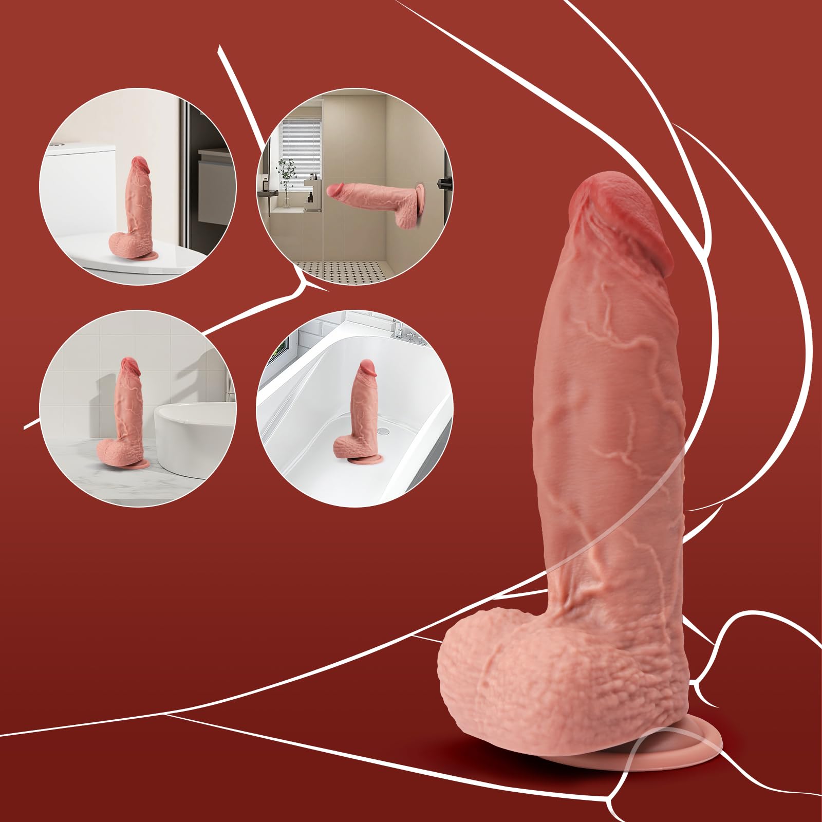 Realistic Dildo 8.46'' Huge Thick Dildo Lifelike Silicone Safety Soft Dildo