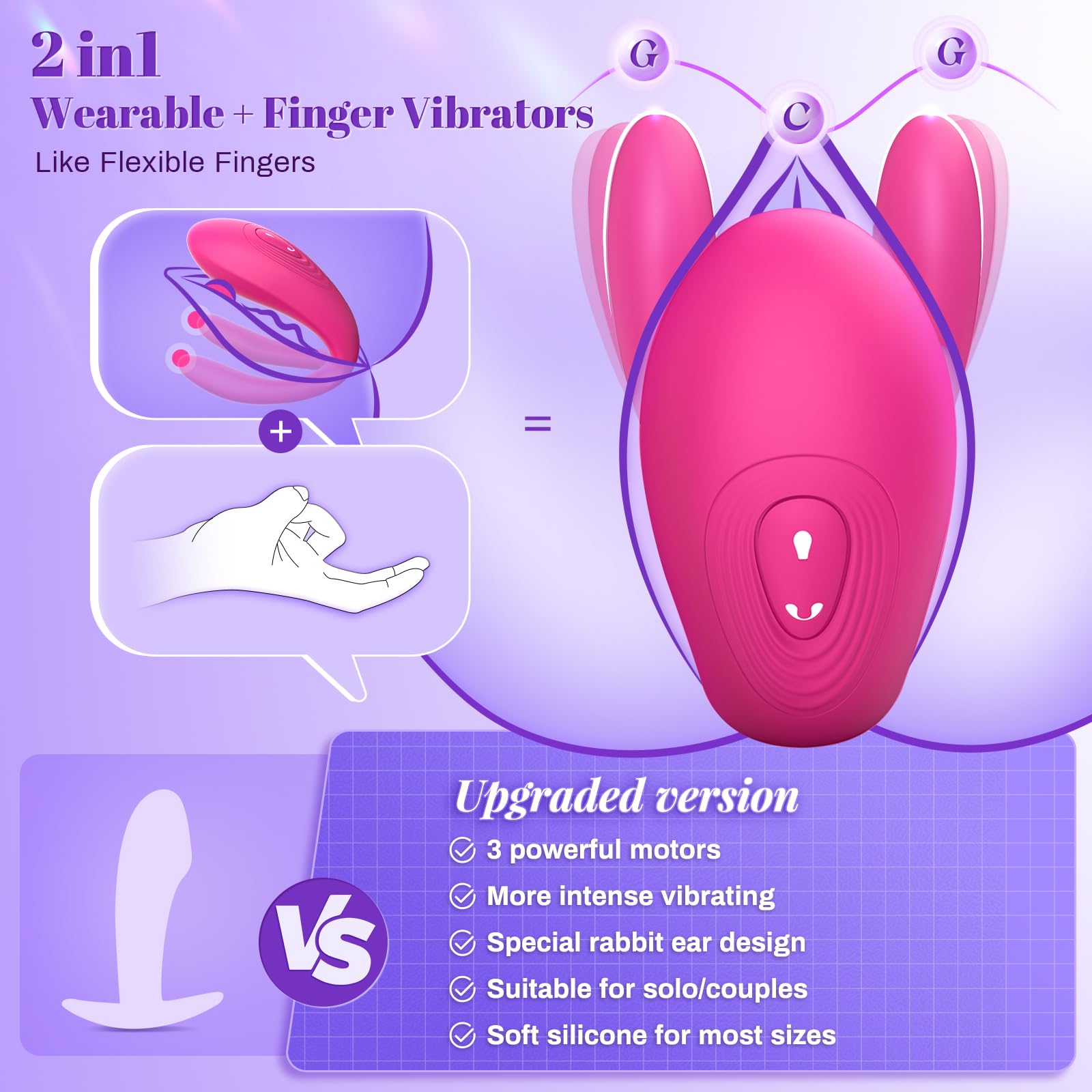 Wearable Remote Control Vibrator - BIG SHOCKED Adult Sex Toys for Women Couples Female Sex Toy G Spot Vibrators Clitoral Penis Vibrator with 10 Powerful Vibrating Double-Ended Dildos Vibrating Panties
