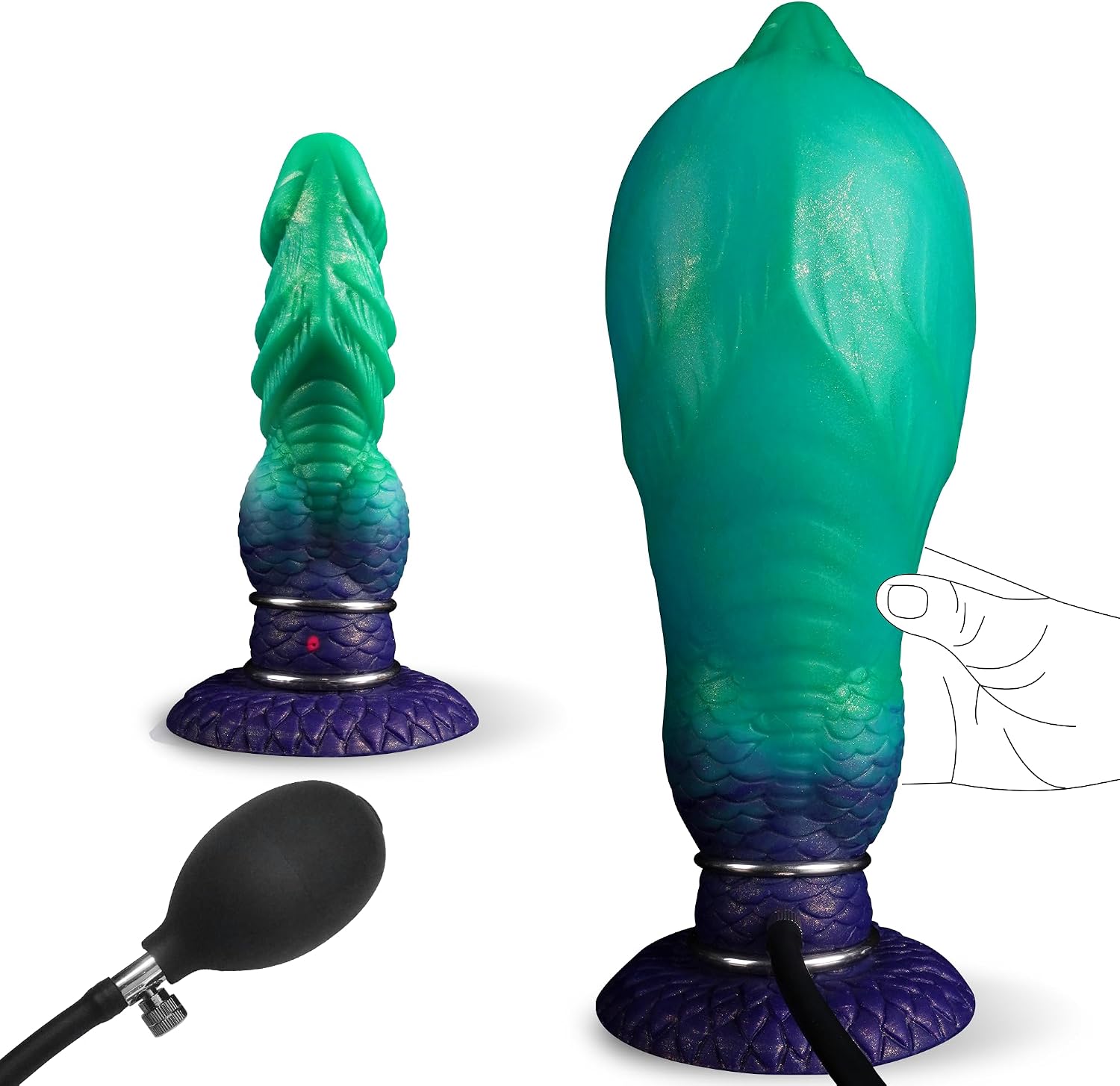 Monster Dildo Inflatable Fantasy Dildo with Adjustable Thickness, Huge Horse Dildos Inflatable Butt Plug Thick Anal Dildos with Strong Suction Cup, Adult Toys for Women Men