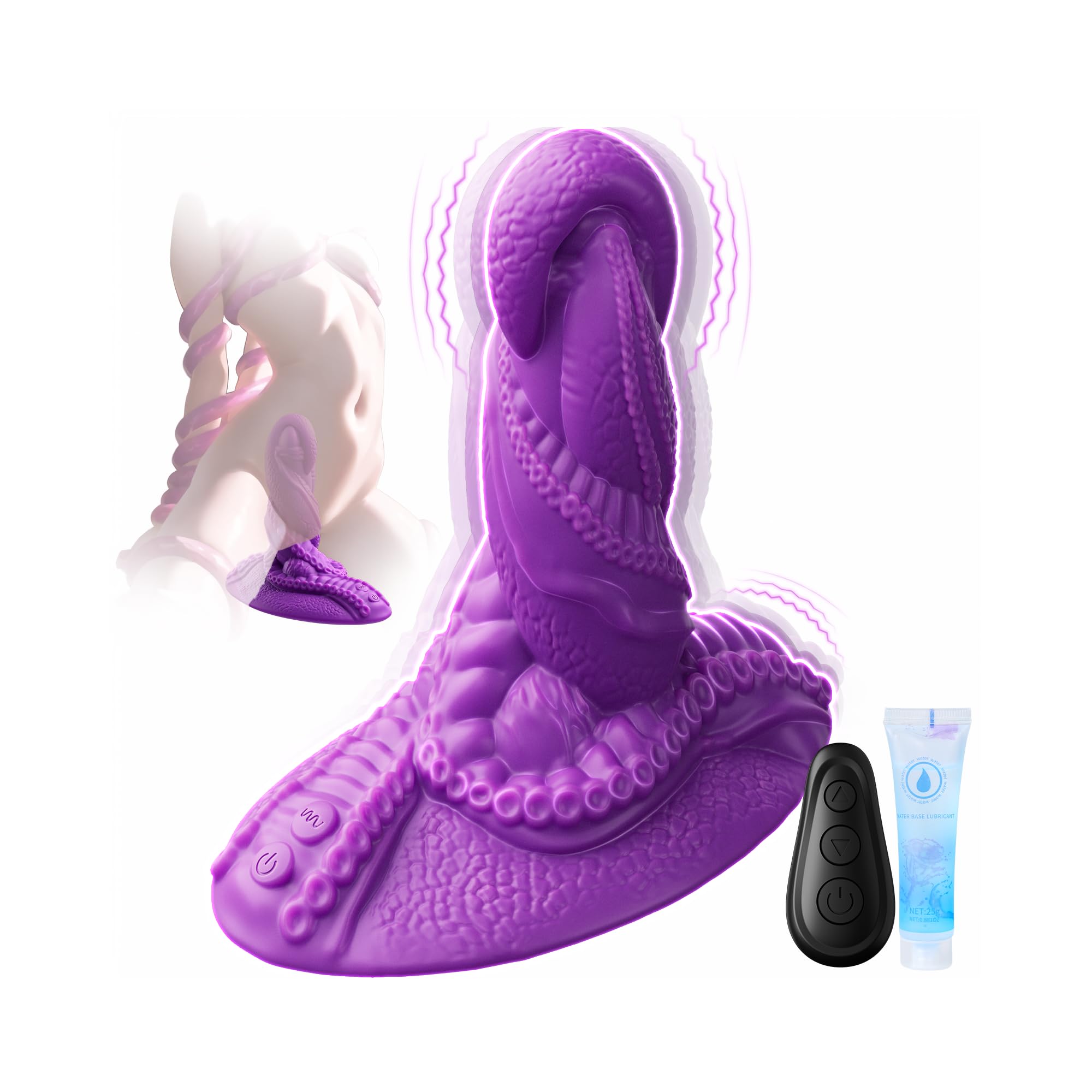 Monster Dildo Vibrator Sex Toys - Sit and Ride Fantasy Tentacle Dildo 9+9 Vibration Modes for Women and Men Sex Machine, Adult Toys with Dual Motors for G Spot, Strong Suction Cup