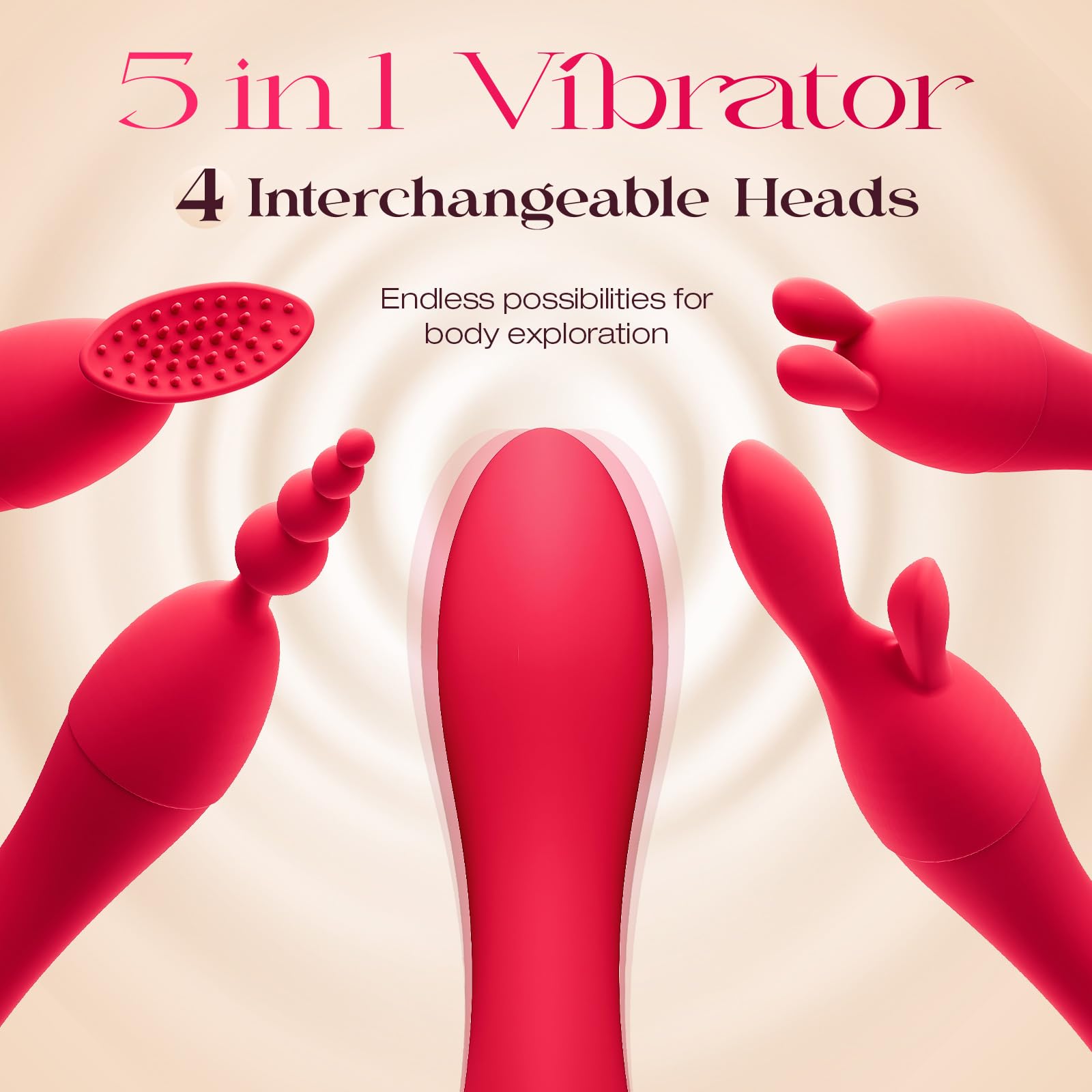 MOOLIGIRL Dildo Vibrator Kits, Women Sex Toys Adult Toy APP Control 20 Modes with 4 Replacement Silicone Heads for Solo and Couples, IPX6 G Spot Vibrators for Clitoral Nipple and S&M Floggers Black