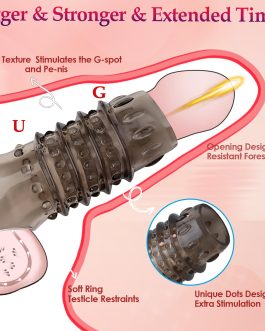 Penis Sleeve Silicone Cock Rings Set, 5 Pcs Penis Extender Cock Sleeves Penis ring, Erection Enhancing Sex Longer Lasting Stronger, Penis Sleeve Enlarger Girth Enhancer, Adult Sex Toys for Men Couples