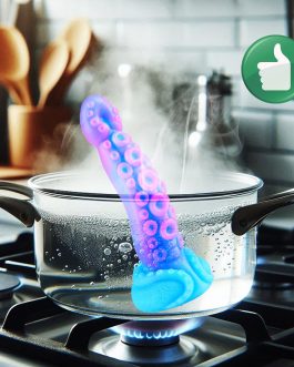 7″ Beginner Small Monster Tentacle Dildo with Suction Cup, Silicone Fantasy Dragon Anal Plug, Realistic Tentacle Octopus Penis Conical Alien Dildo, Purple Blue G spot Adult Sex Toy for Men Gay Women