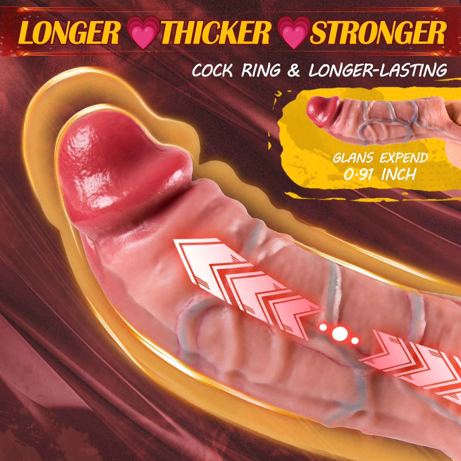 Cock Sleeve Sex Toys for Men - Pennis Extender 2.28'' Diameter Large Realistic Penis Sleeve Male Sex Toys Cock Ring Penis Extender Enlarger Penis Ring, BDSM Dildo Sex Toys for Couples