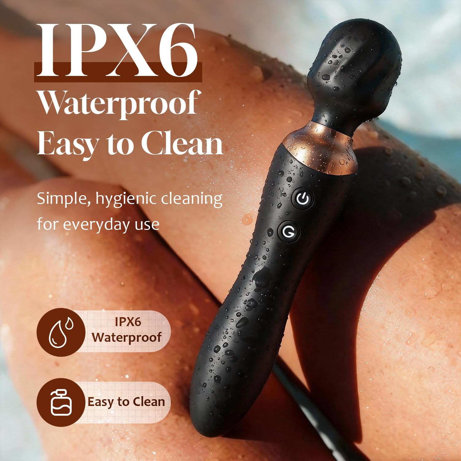MOOLIGIRL Vibrator Wand Dual-Ended Dildo, 24 Vibration Patterns, Adult Women G Spot Sex Toy, Powerful Quiet Motor, Cordless & Waterproof Massager Solo & Couple Clitoral Nipple Toys - Black