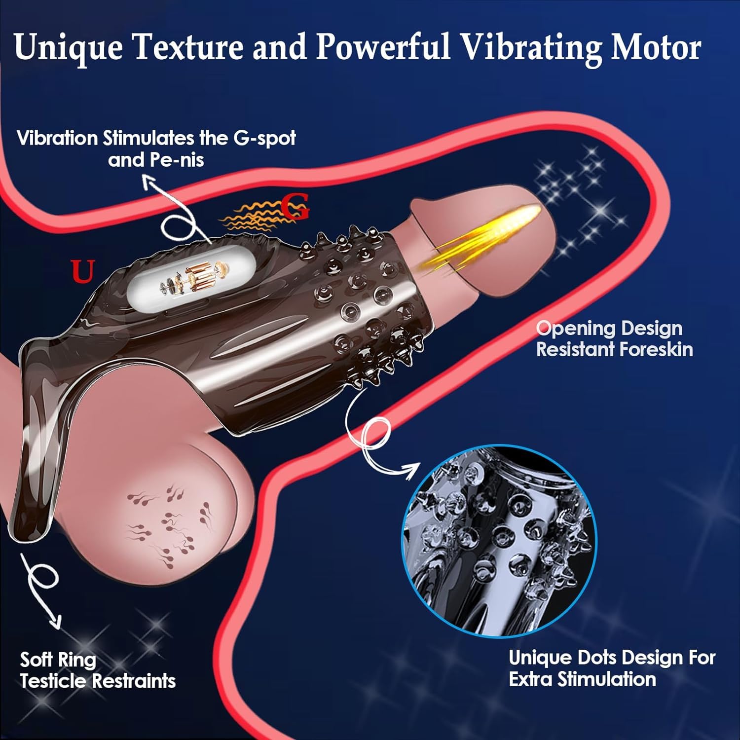 2 Pcs Penis Enlarger Extender for Men, Vibrating Penis Sleeve Cock Ring Textured Cock Sleeve Vibrator Male Cock and Ball Ring Sex Toy for G Spot Stimulation Delay Ejaculation Erection Enhancement