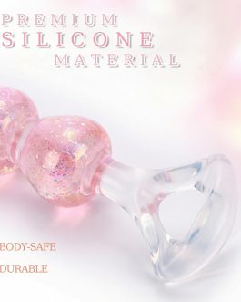 Anal Beads Butt Plug for Beginner, 6.3” Dual Layer Pink Heart Shape Silicone Anal Toy Adult Fantasy Anal Dildo for Men Gay Anus Dilator Masturbator Training and Couple Sex Game Play (Pink)