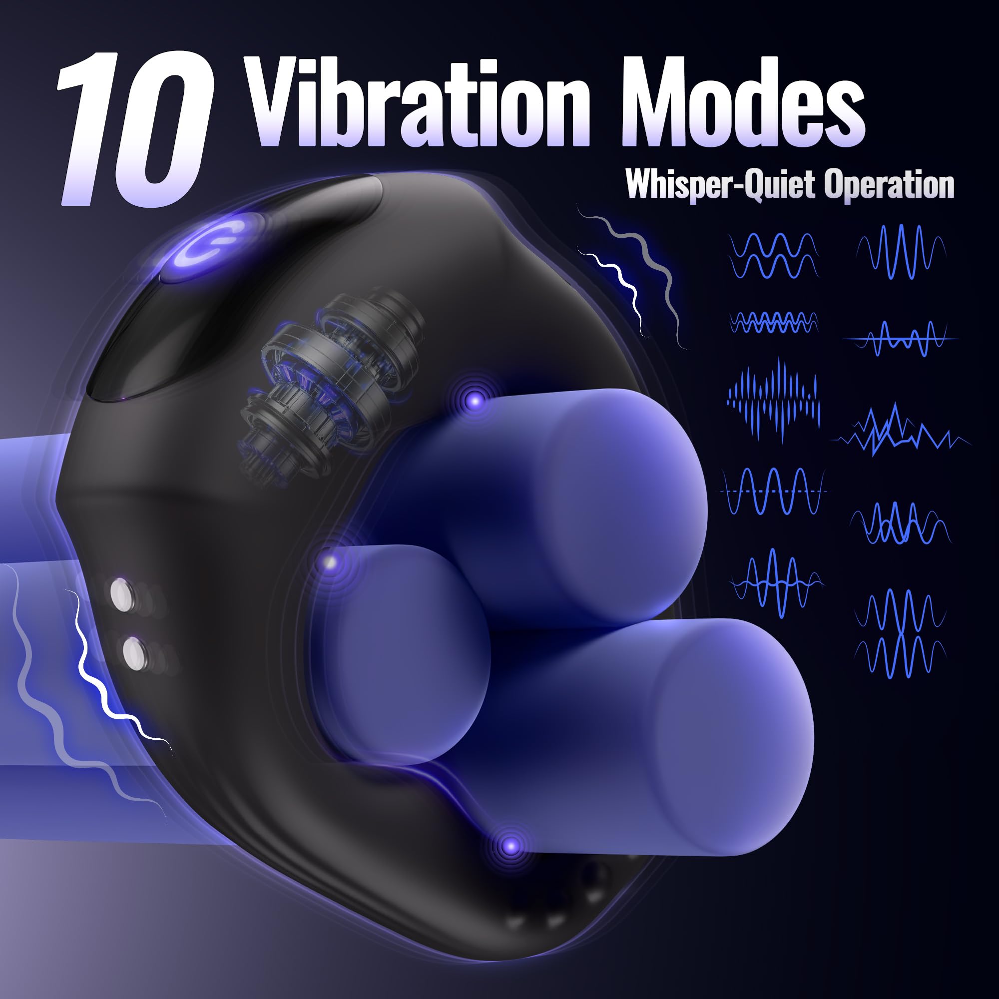 Vibrating Cock Ring Ergonomic Contour, 10 Vibrations Sex Toys for Men Silicone Penis Ring Secure Wrap-Around Design for Male Erection, APP Control Male Sex Toy for Adult Couples Pleasure Chastity Cage