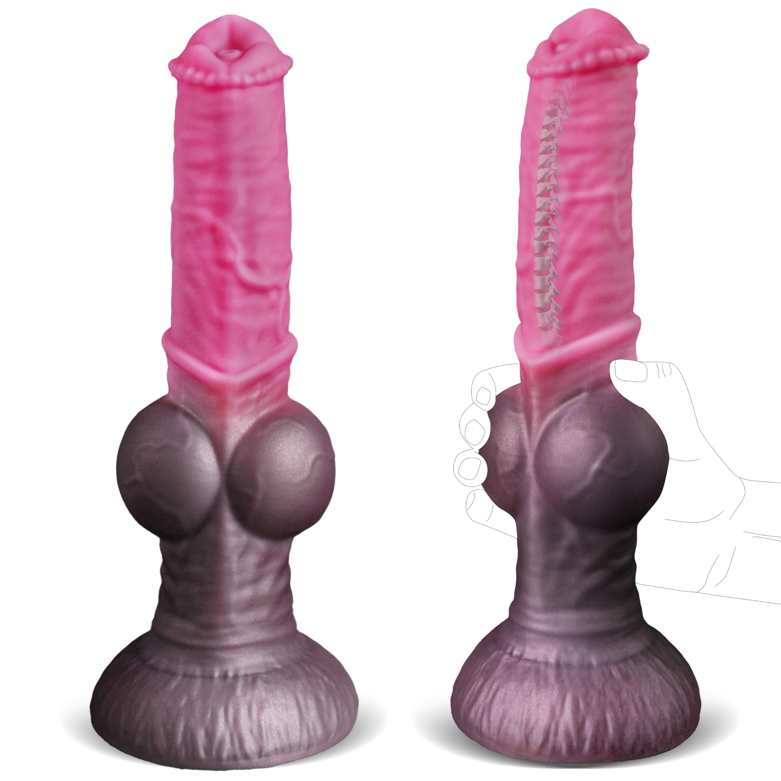 Horse Dildo Fantasy Monster Knot Dildo with Bendable Shaft, 9.4" Huge Horse Cock Caine Dragon Dildos with Suction Cup, Massive Curved Animal Prostate G-Spot Anal Dildos Adult Sex Toys for Men Women