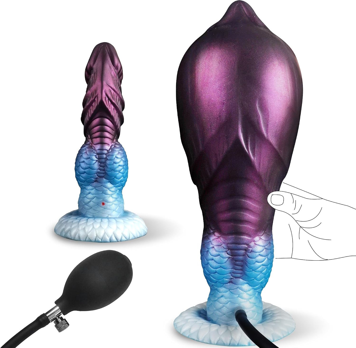 Monster Dildo Inflatable Fantasy Dildo with Adjustable Thickness, Huge Horse Dildos Inflatable Butt Plug Thick Anal Dildos with Strong Suction Cup, Adult Toys for Women Men