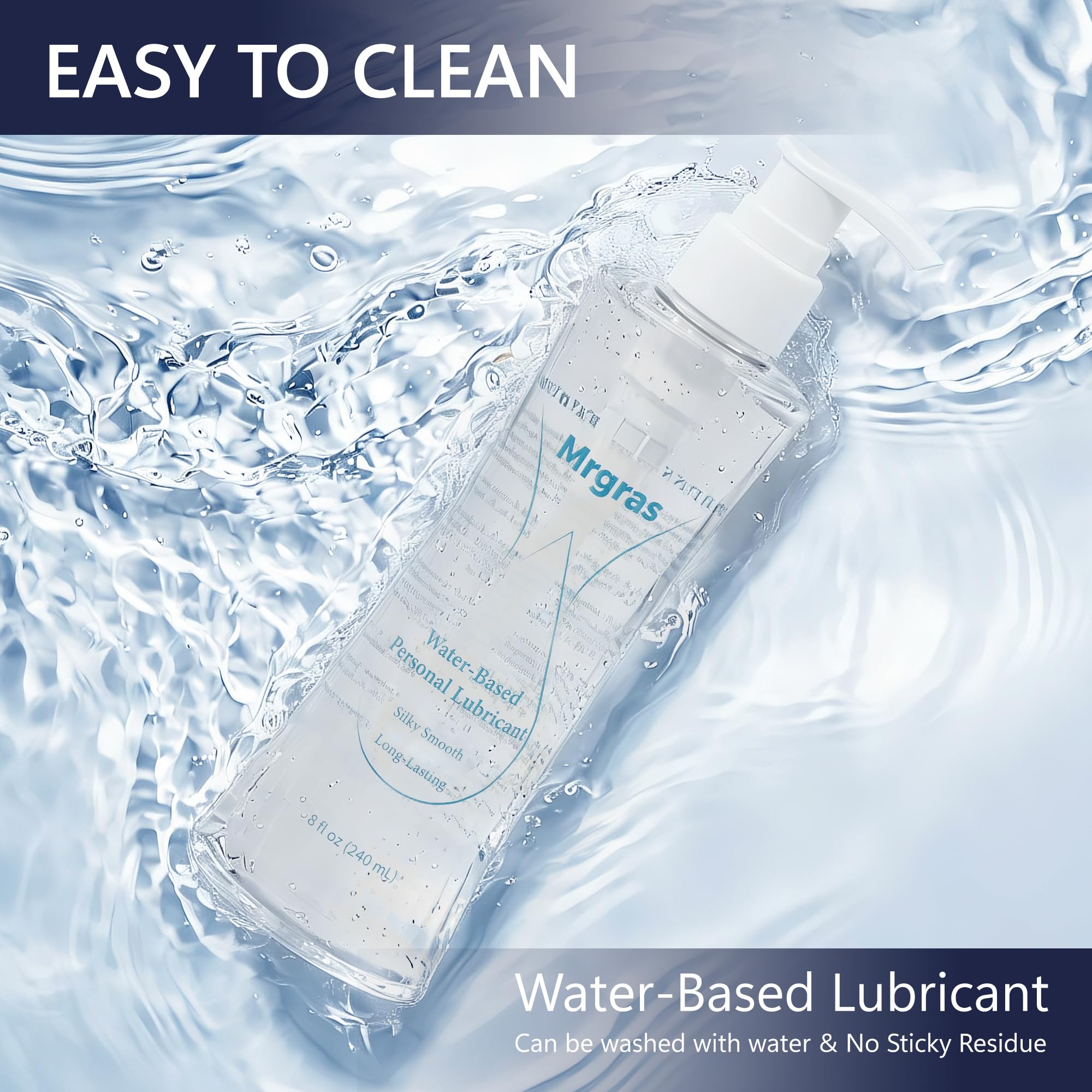 Personal Water-Based Premium Lube - Mrgras Sex Lube for Men, Women & Couples, Long-Lasting, Non-Staining & Easy Clean-Up, Safe for Toys & Latex Condoms, Ideal for Vaginal & Anal Use, 8 Fl Oz