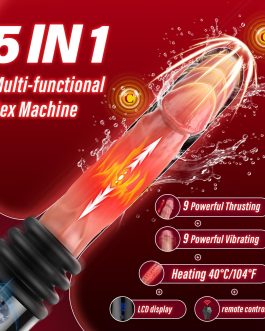 Sex Machine Thrusting Dildo Vibrator – FunnyOne 9 Thrusting 9 Vibrating, Remote Control Wireless Portable Machines with Suction Cup and 6 Attachments, Adult Sex Toys for Women or Couples Pleasure