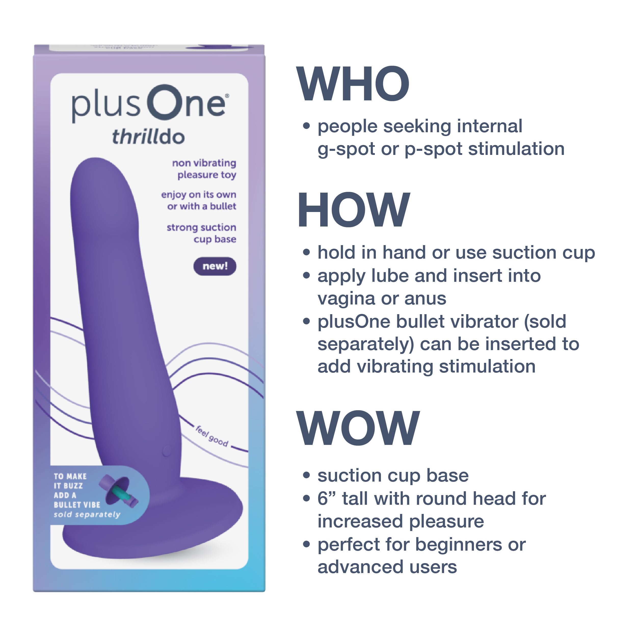 plusOne thrilldo Silicone Internal Dildo – Beginner-Friendly Curved Shape