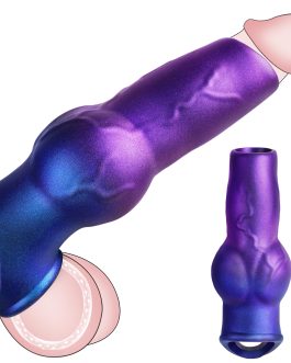 Dog Knot Penis Sleeve Girth Enhancer Sleeve with Cock Ring – Half Covered Silicone Cock Sleeve Reusable Penis Extender Sheath for Men, Delay Ejaculation Dick Extender Penis Enlarge for Couples