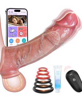 Penis Sleeve Cock Sleeve Vibrator – Male Sex Toys for Men Penis Extender Vibrating Cock Ring, Smart App & Remote Control 10 Modes, Adult Toy Reusable Realistic Penis Enlarger Thicken for Men Couples