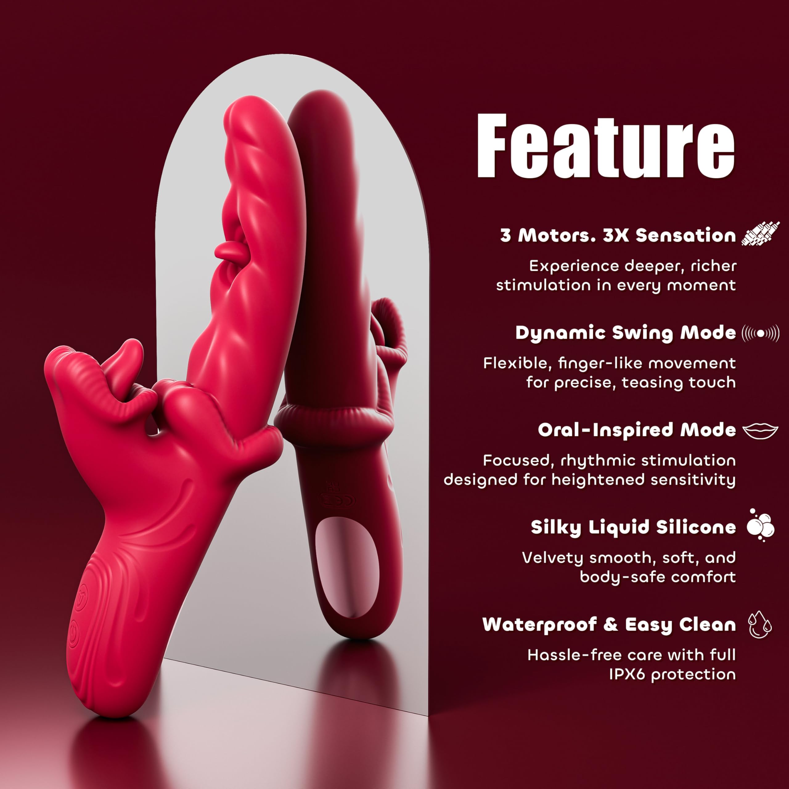Tongue Vibrator Sex Toys for Women, 3 in 1 Dildo Adult Toy with 10 Licking & Swinging and Vibrating Modes, Realistic Dildos Clit G Spot Vibrator Nipple Anal Toys for Couples Games