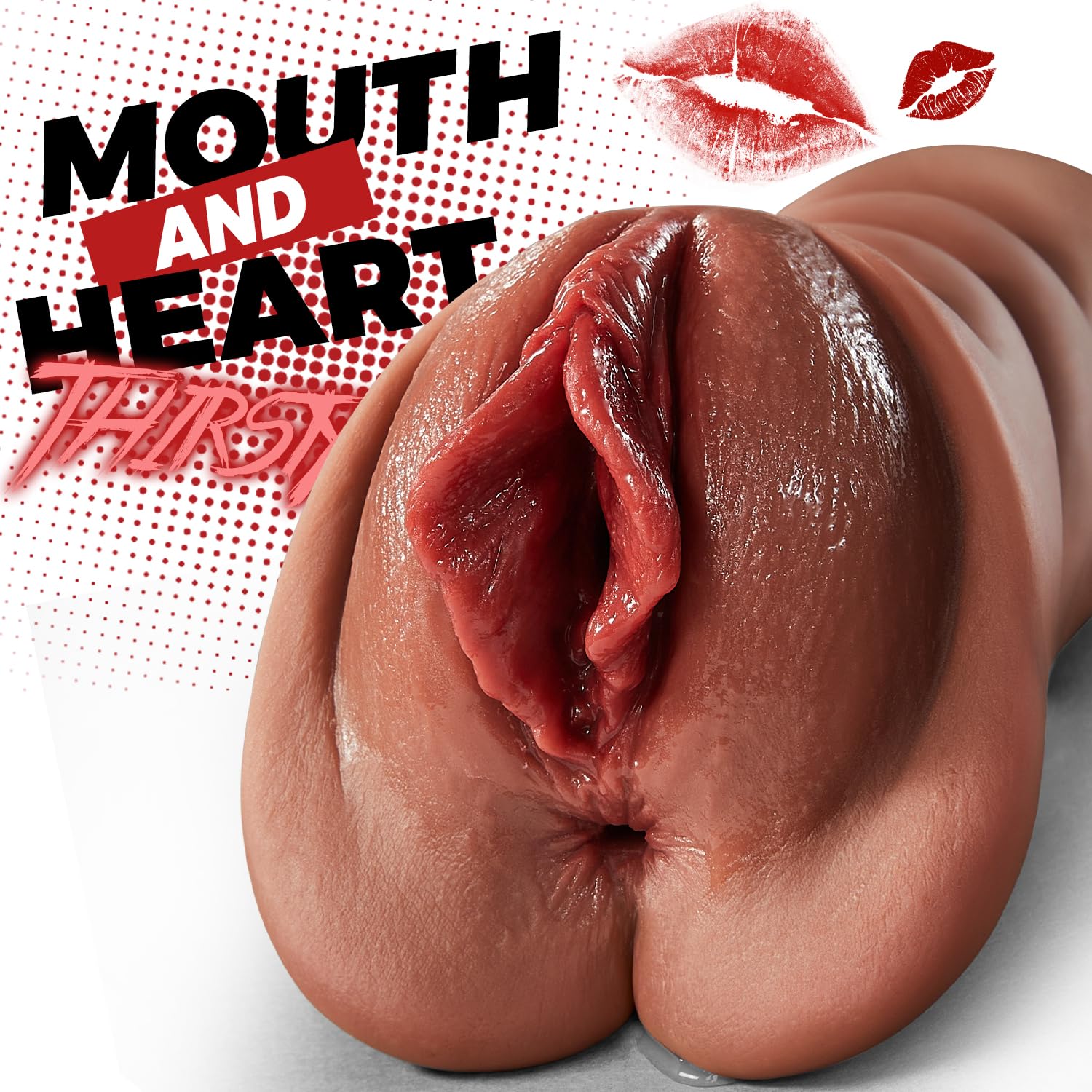 Realistic Pocket Pussy Male Masturbator, Thick Labia Pussy Masturbators Sex Toy with 5D Deep Vagina and Tight Anus, Lifelike Blowjob Male Stroker Adult Sex Toys for Men Masturbation (Brown)