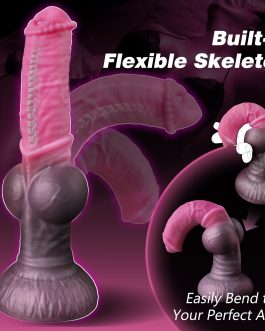 Horse Dildo Fantasy Monster Knot Dildo with Bendable Shaft, 9.4″ Huge Horse Cock Caine Dragon Dildos with Suction Cup, Massive Curved Animal Prostate G-Spot Anal Dildos Adult Sex Toys for Men Women