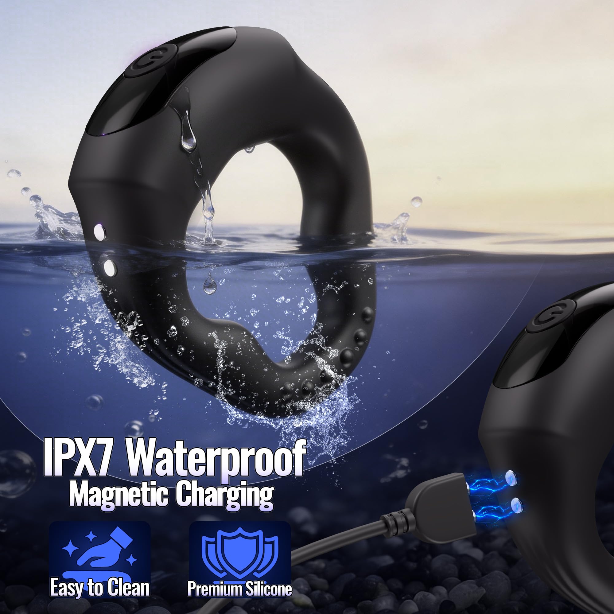Vibrating Cock Ring Ergonomic Contour, 10 Vibrations Sex Toys for Men Silicone Penis Ring Secure Wrap-Around Design for Male Erection, APP Control Male Sex Toy for Adult Couples Pleasure Chastity Cage
