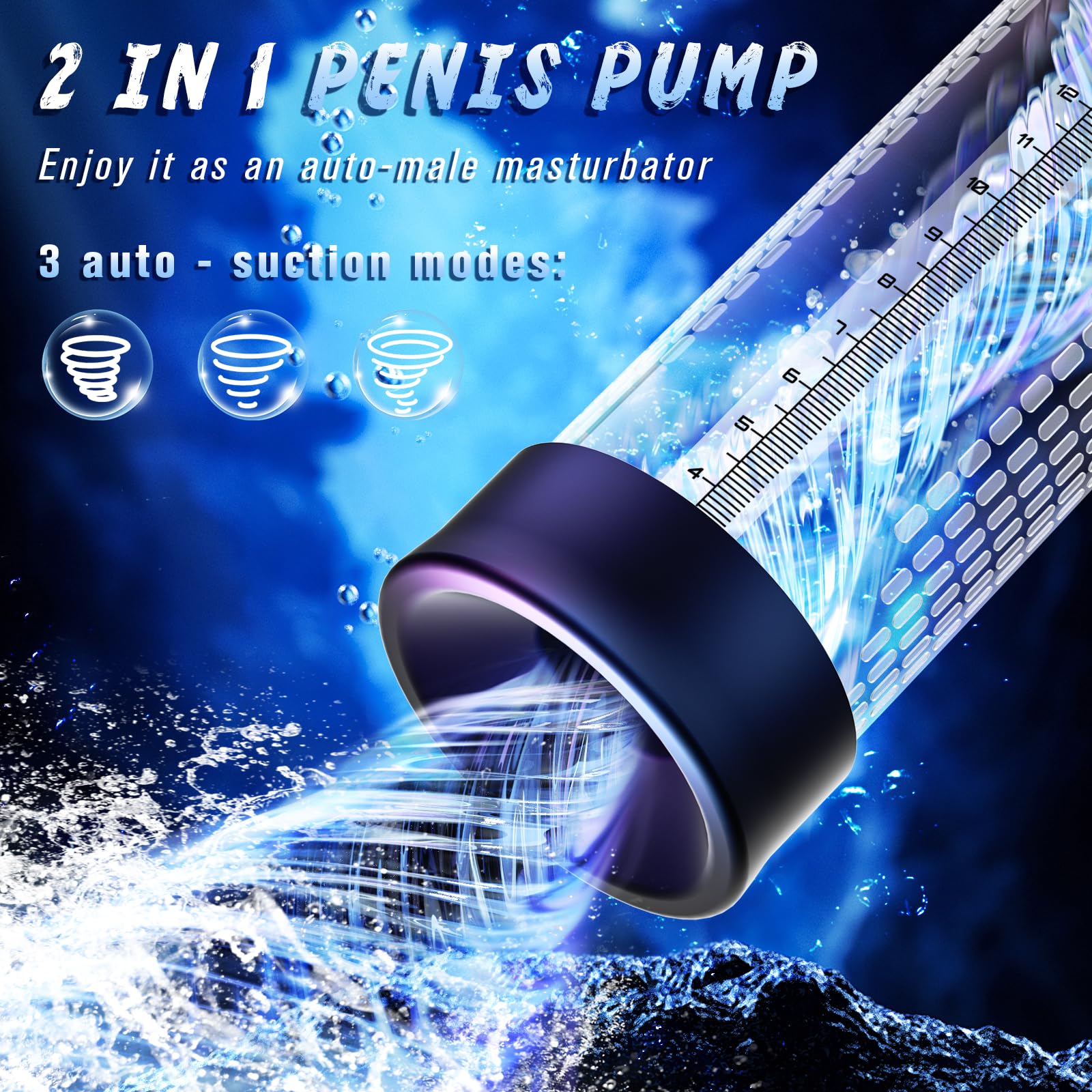 Electric Penis Pump, Adult Sex Toys Dick Enlarger for Men Erection, Air Water Extender with 4 Training Pressure and 3 Suction Modes, Automatic Male Masturbator with Penis Rings and Mini Pocket Pussy