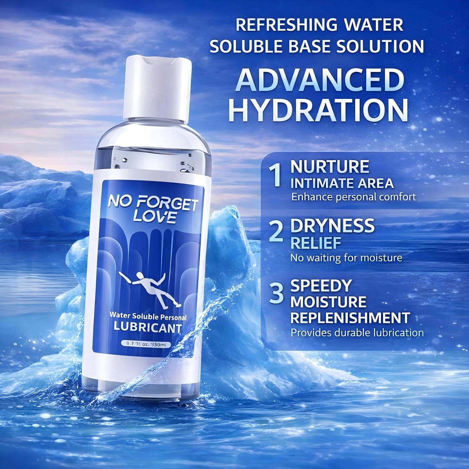 Water-Based Personal Lubricant for Men & Women | Smooth, Long-Lasting & Non-Sticky Intimate Gel | Condom Safe, Toy Compatible, Easy to Clean, Gentle & Moisturizing Formula for Sensitive Skin & Couples