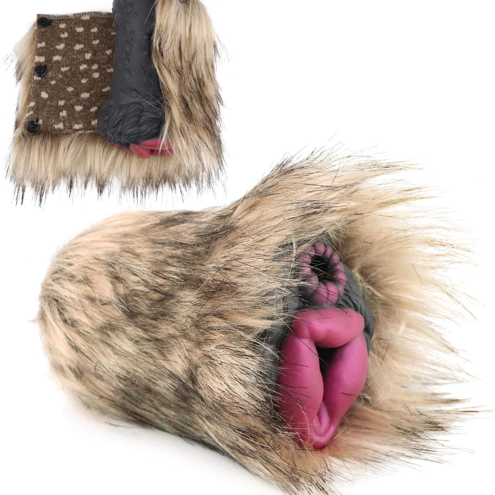 Dog Pussy Fantasy Furry Masturbator Black Realistic Vagina,Monster Pussy with Removable Fur Male Masturbator Sex Toys for Men,Realistic Silicone Vagina Anal Penis Stroker