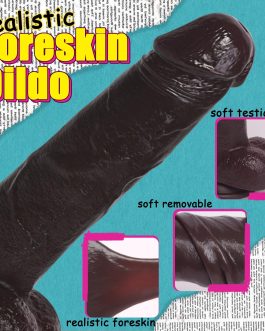 Huge Dildo,10.5 Inch Realistic Movable Foreskin Black Dildos,Long Thick Penis Dildo Adult Sex Toys for Women,Double Liquid Silicone Big Black Cock,Strong Suction Cup Anal Dildos for Hands-Free Play