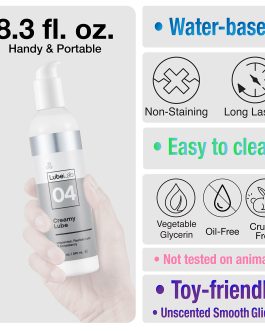 Water-Based Thick Creamy White Lube, Unscented 8.3 Fl. Oz Hypoallergenic Smooth Slippery Lubricant for Couples, Made in USA, Package May Vary