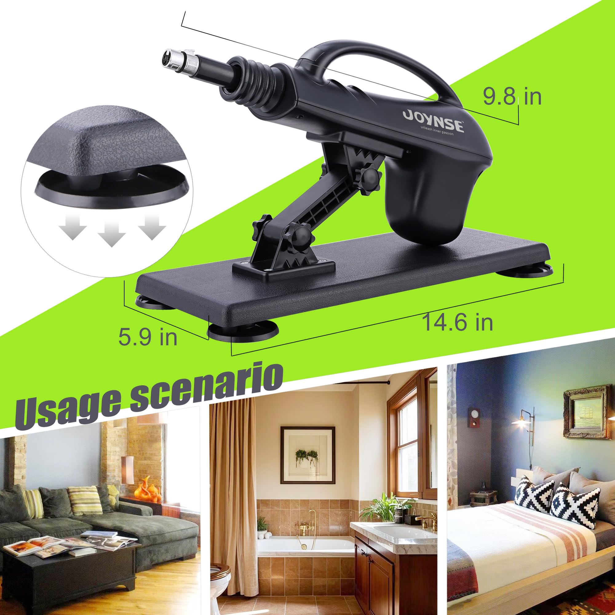 Sex Machine Joynse Thrusting Machine with Suction Cup Adapter, 3XLR Connector Love Machine Dildo Machine with 8 Attachments