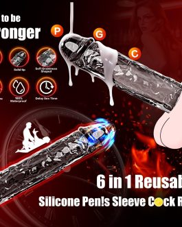 3 Size Reusable Penis Sleeve — Soft Clear Cock Sleeve & Penis Extender for Added Length & Girth, Ring-Free Secure Fit that Stays in Place, Comfortable Penis Extension for Men & Couples
