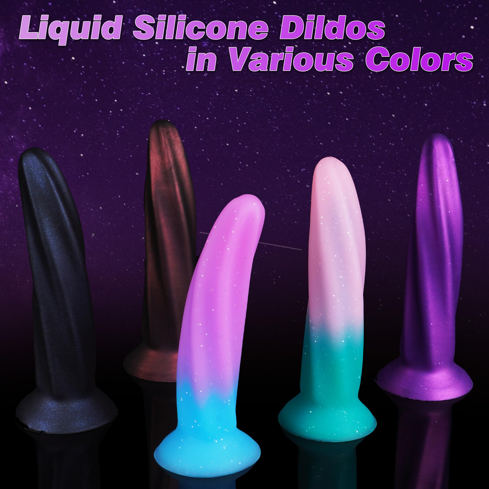 Soft 6-Inch Silicone Dildo with Suction Cup – Slim G-Spot & Prostate Toy for Beginners, Small Fantasy Anal & Butt Plug for Men and Women, Purple Blue