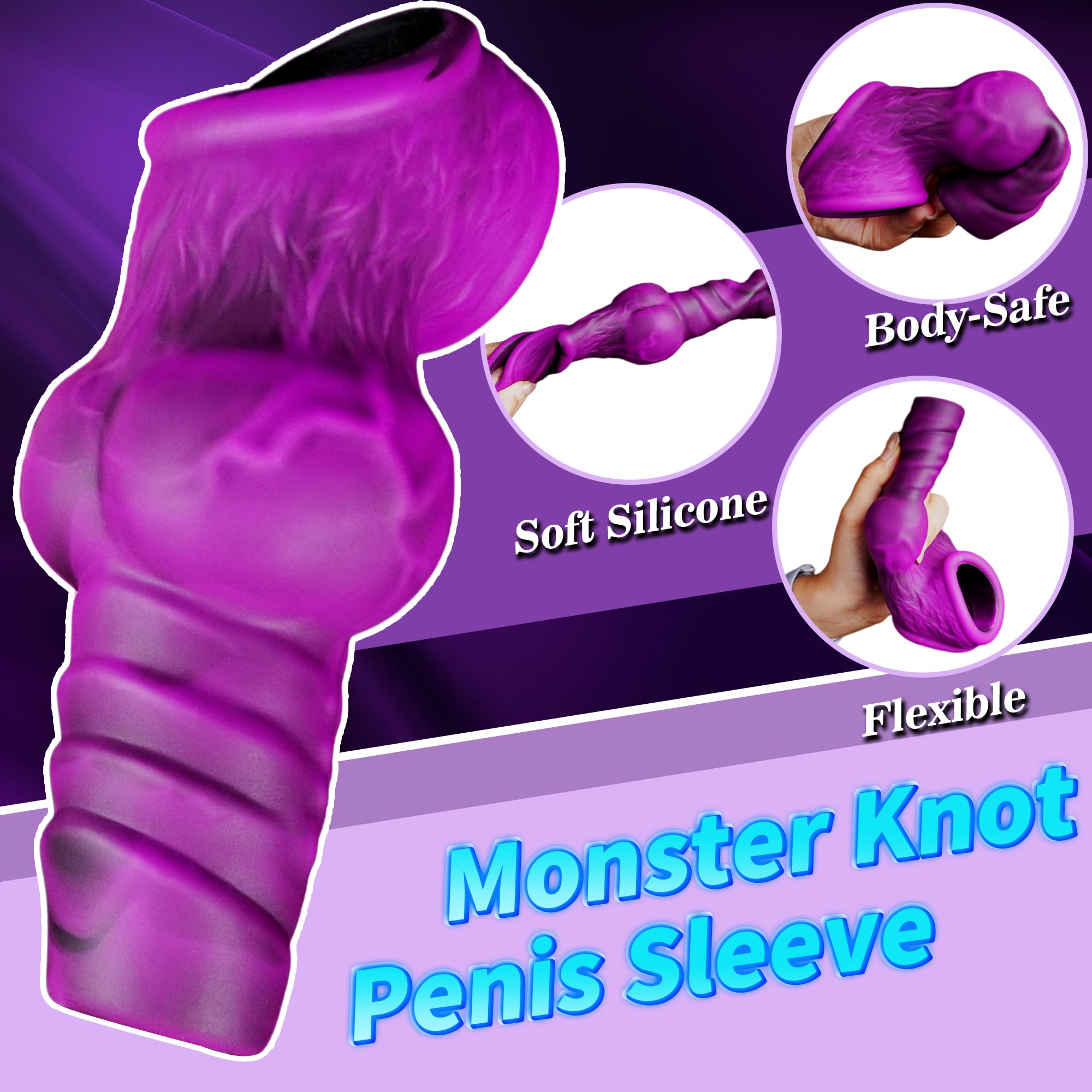 Cock Sleeve Penis Extender Sheath with Cock Ring, Fantasy Knot Penis Sleeve to Enlarge and Prolong, Soft Silicone Wearable Girth Dick Sheaths, Reusable Dragon Enlargers Sex Toys for Men Couples