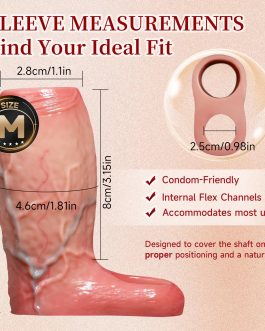FuGoYoLo Realistic Penis Sleeve Cock Sleeve – Reusable Cock Enlarger Extender Silicone Penis Extension Girth Sleeve for Men, Heavy Duty Pennis Extender Stamina Support Backdrop Size M