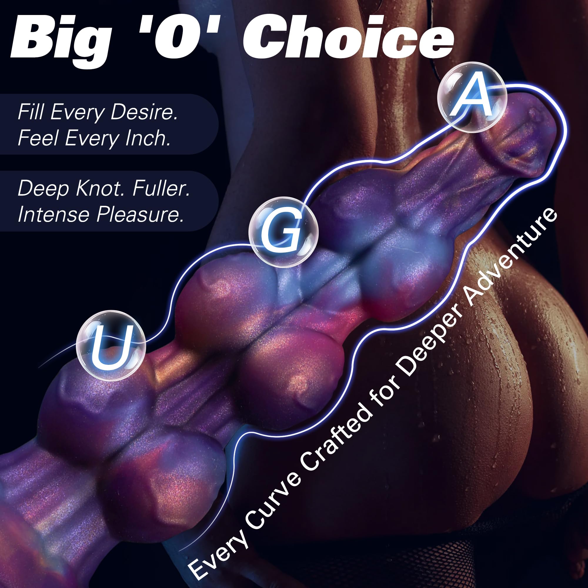 7" Monster Knot Dildo, Fantasy Thick Knotted Silicone Dildo with Strong Suction Cup for G-Spot & Prostate Stimulation, Anal Training Butt Plug Adult Sex Toy for Beginner Men & Women - Mixed Blue