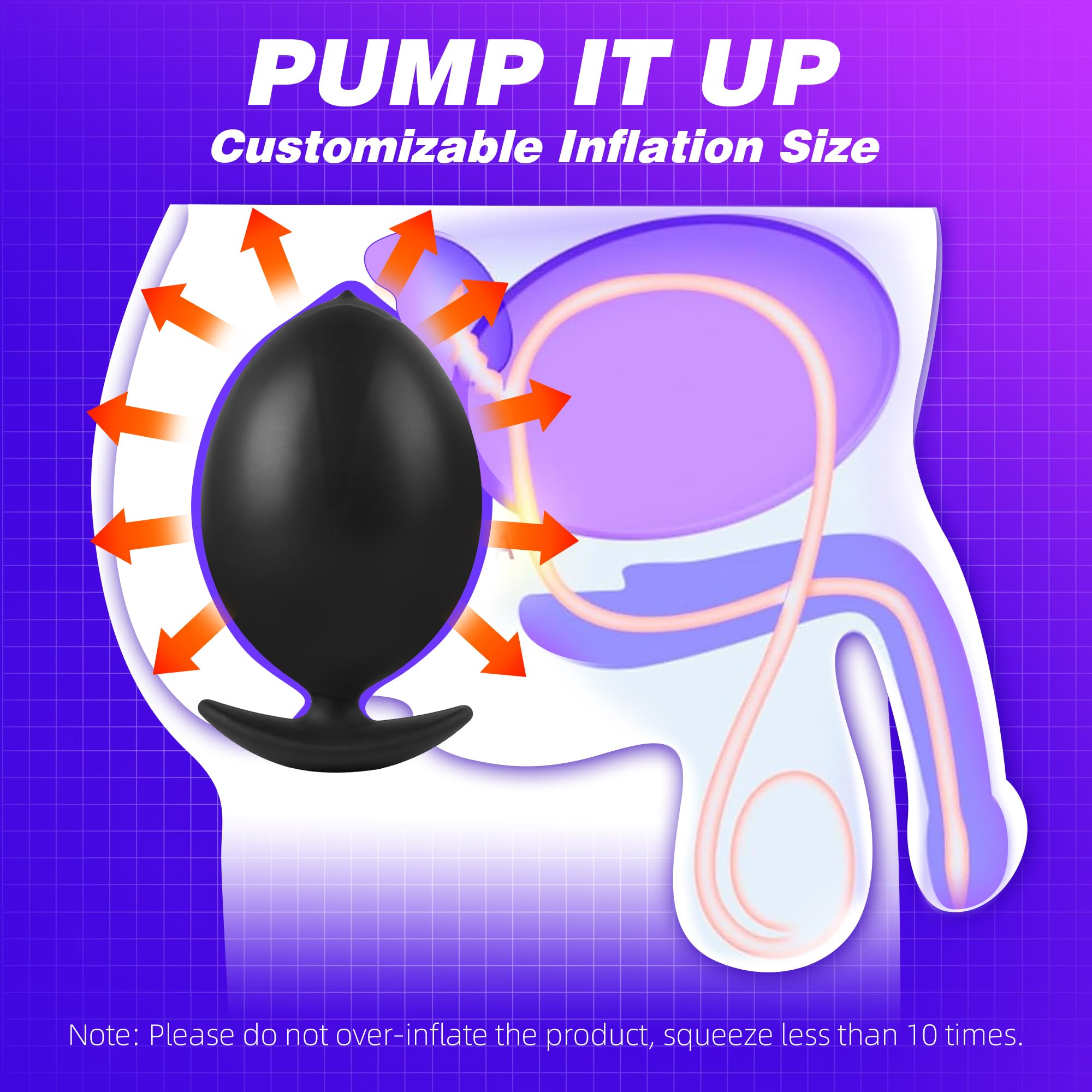 Magnetic Inflatable Butt Plug Large Butt Plug, Huge Buttplug Wearable Inflatable Dildo with Rolling Steel Ball, Anal Trainer Stretcher Silicone Expander with Safe T-Base, Adult Toys for Men Women