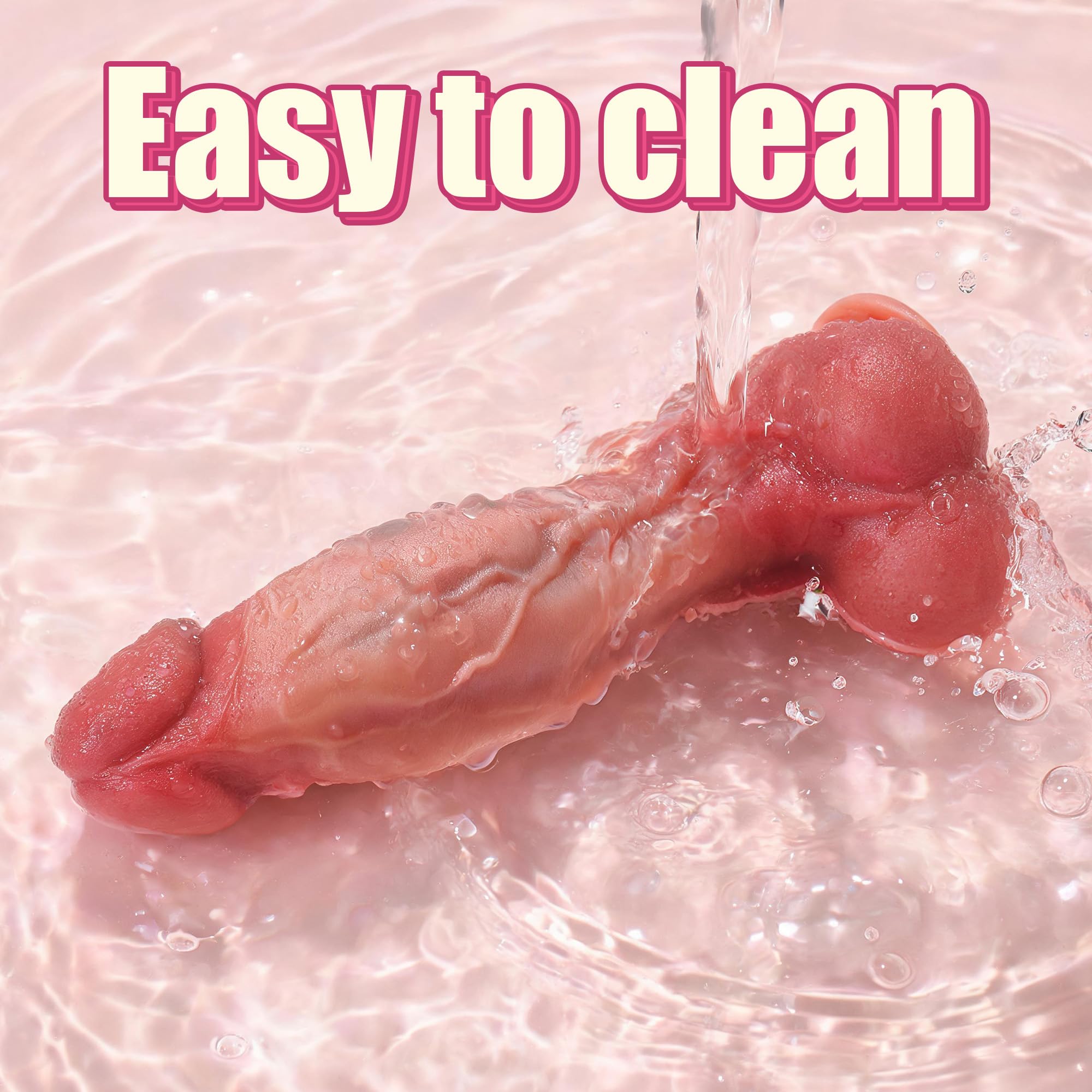 Realistic Dildo-9.5"Soft Dual-Density thick dildo for women,6.8“max girth for G-Spot Anal play,strap-on dildo,body-safe silicone dildos with soft lifelike skin and veins,solo or couple play,adult toy