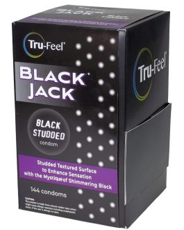 Tru-Feel Black Jack The Original Black Studded Latex Condoms Bulk 144 Count
