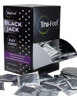 Tru-Feel Black Jack The Original Black Studded Latex Condoms Bulk 144 Count