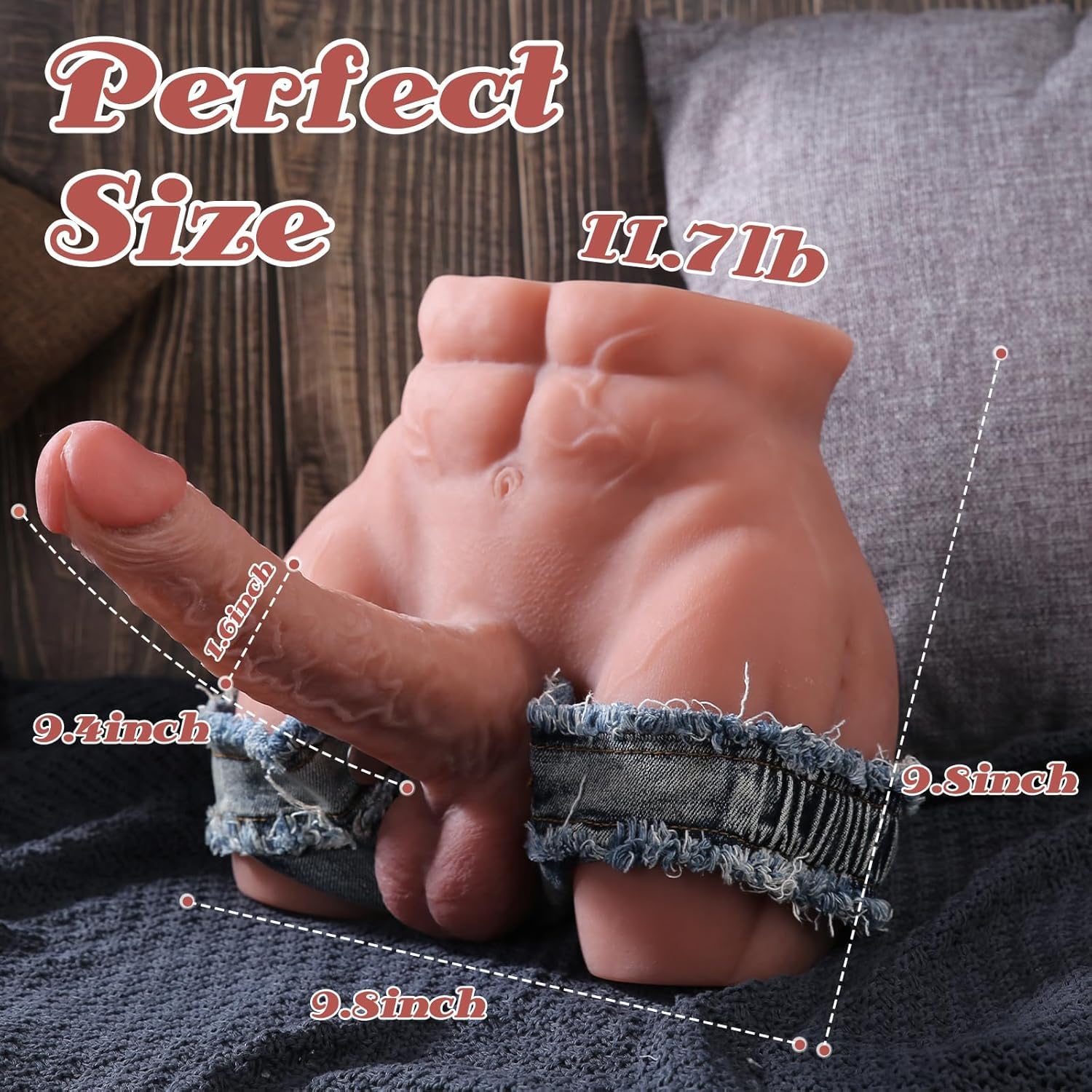 Male Sex Doll for Women with 9.4in Flexible Huge Dildo, 11.7lb Realistic 3D Muscular Male Torso Sex Doll with Tight Anal Butt for Men Gay Couple, Big Penis Female Masturbation Sex Toys for Vagina Play