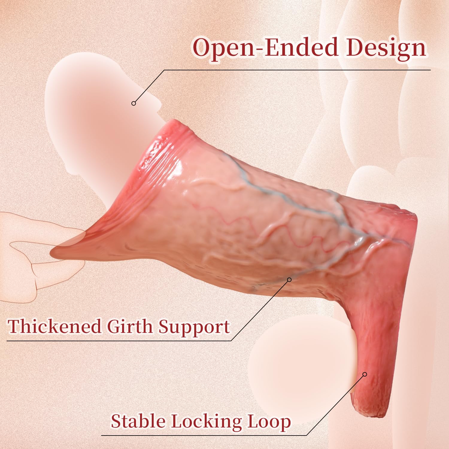 FuGoYoLo Realistic Penis Sleeve Cock Sleeve - Reusable Cock Enlarger Extender Silicone Penis Extension Girth Sleeve for Men, Heavy Duty Pennis Extender Stamina Support Backdrop Size M