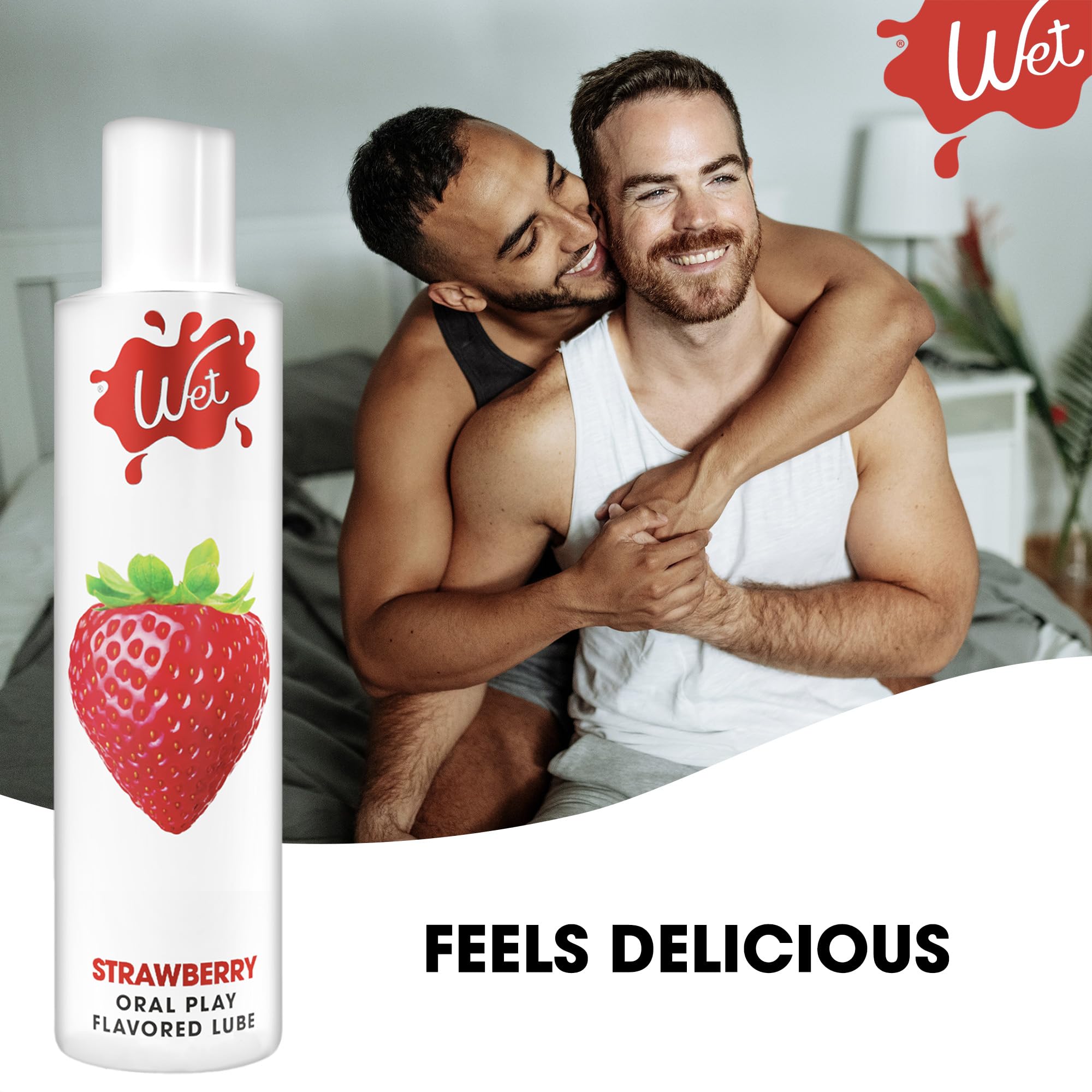 Wet Sexy Strawberry Premium Flavored Edible Lube for Men, Women and Couples | Long-Lasting, Condom Safe, Sugar Free, 3 fl oz