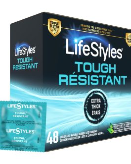 Lifestyles Tough Natural Rubber and Lubricated Latex Condoms Value Pack, 48 Count