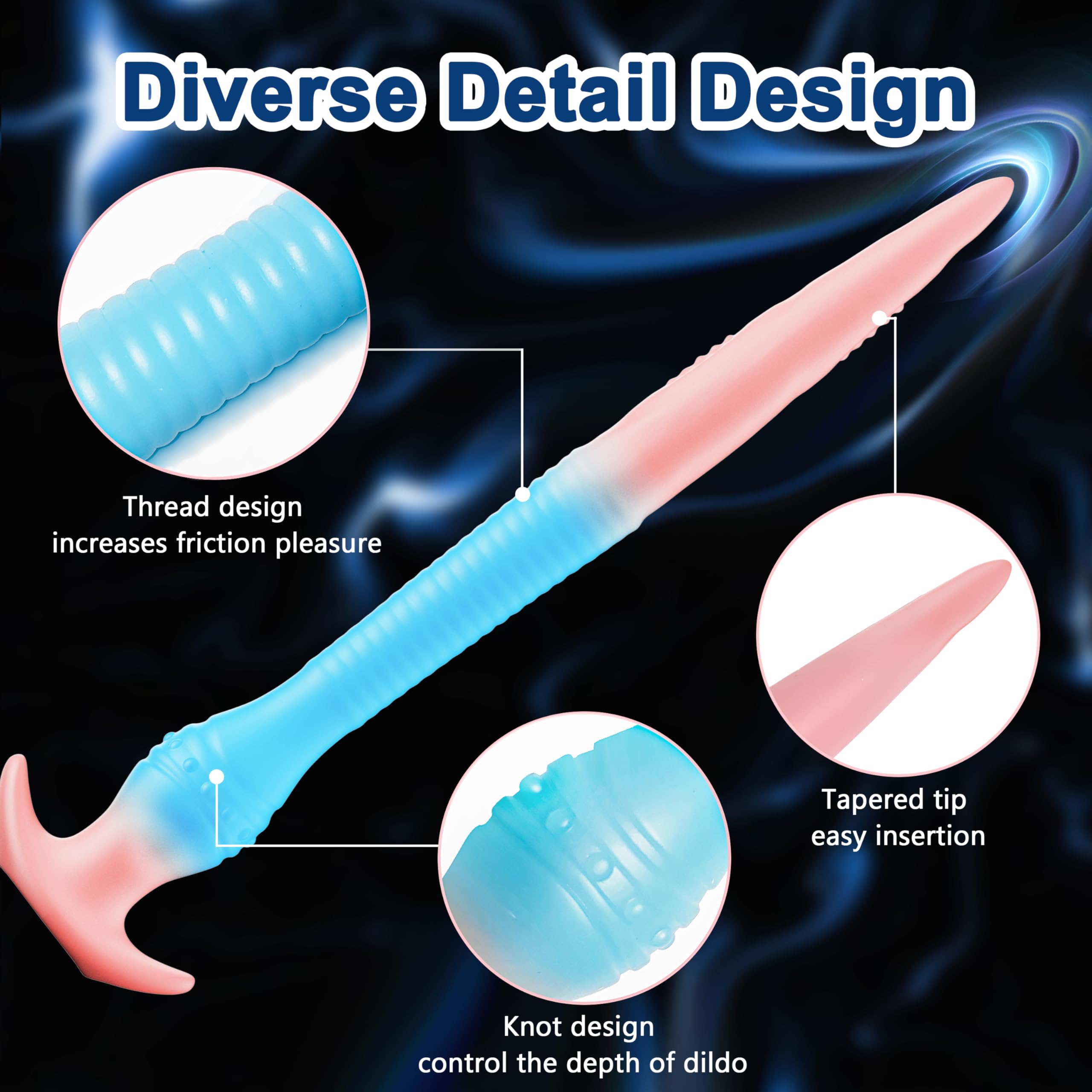 Anal Toys Anal Dildo Long Dildo,11.4 inch Fantasy Dildos for Prostate Massager & Anal Training,Luminous Monster Dildos with Knot, Silicone Thin Dildo Adult Sex Toys & Games for Women Men Beginner