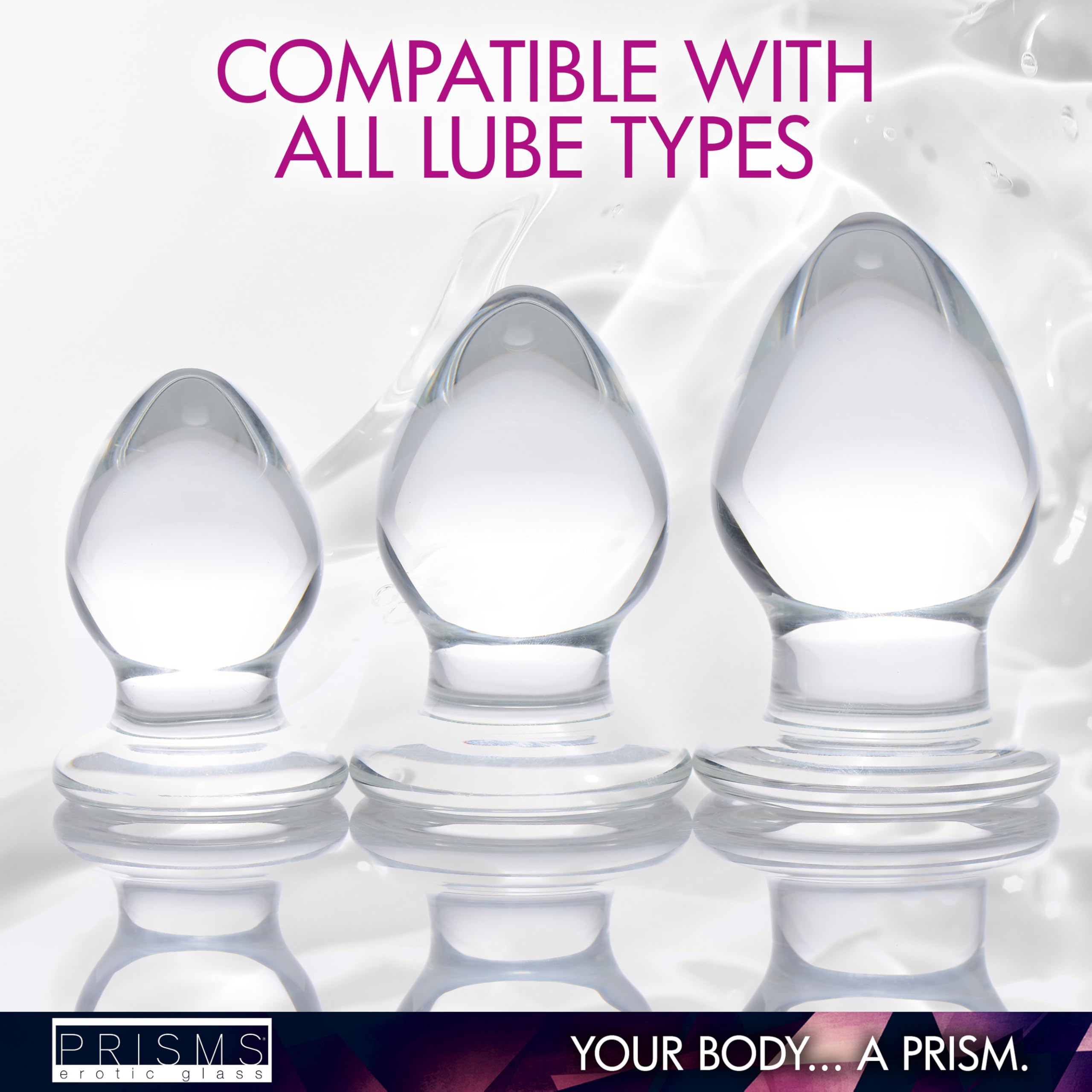 Triplets 3 Piece Clear Glass Anal Plug Training Kit