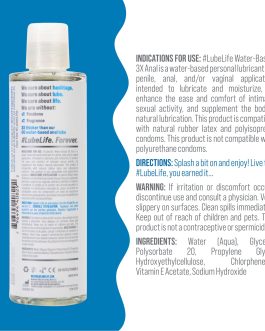 LUBELIFE 3X Anal Lube – Extra Thick Water Based Lube for Men, Women & Couples – Non-Sticky, Toy & Condom Compatible Personal Lubricant, 8 Fl Oz