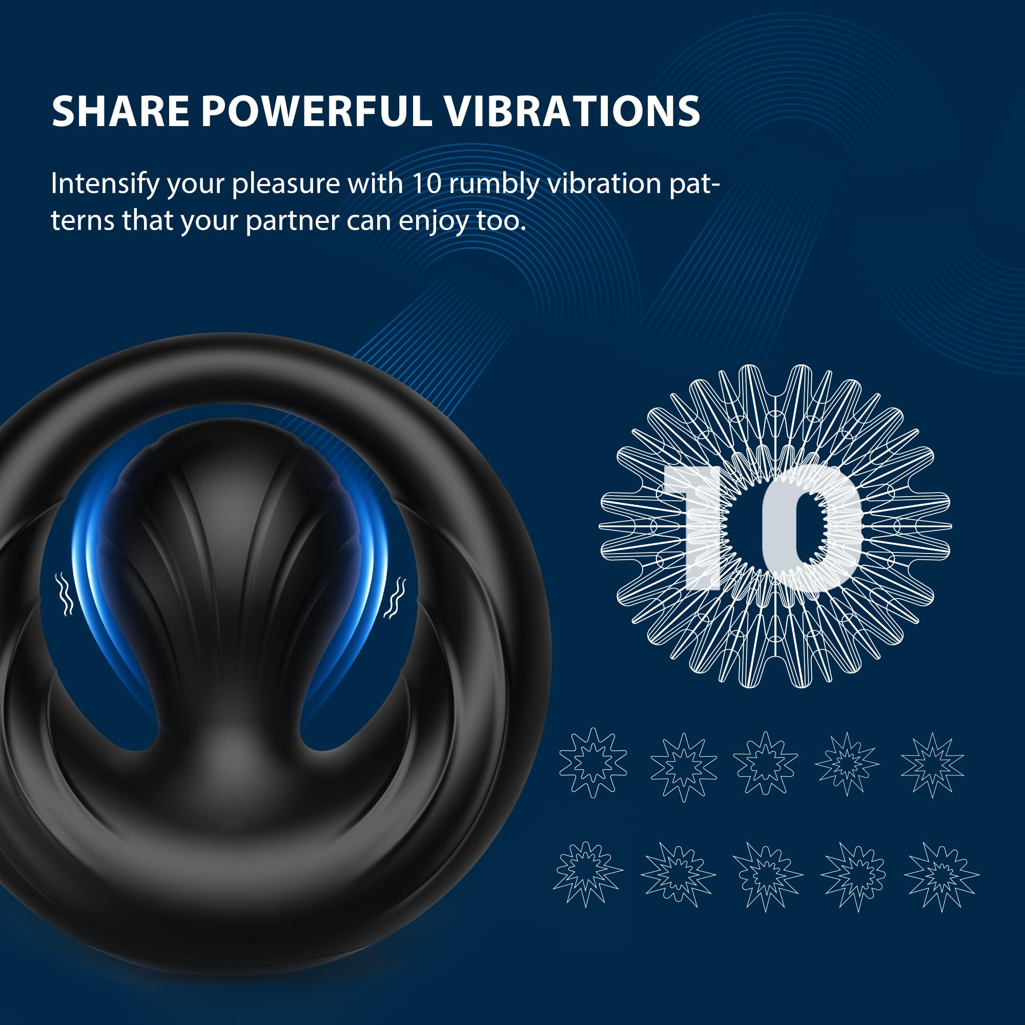 Vibrating Cock Ring for Couples with Flexible Bulb Clitoral Stimulator, Penis Ring Vibrator with 10 Vibration Male Adult Sex Toys for Men Women, Couple Sex Toy for Clitoris & Testicles Stimulation
